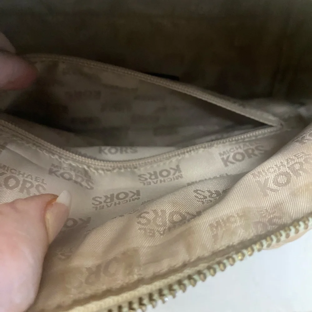 Michael Kors White and Tan Satchel